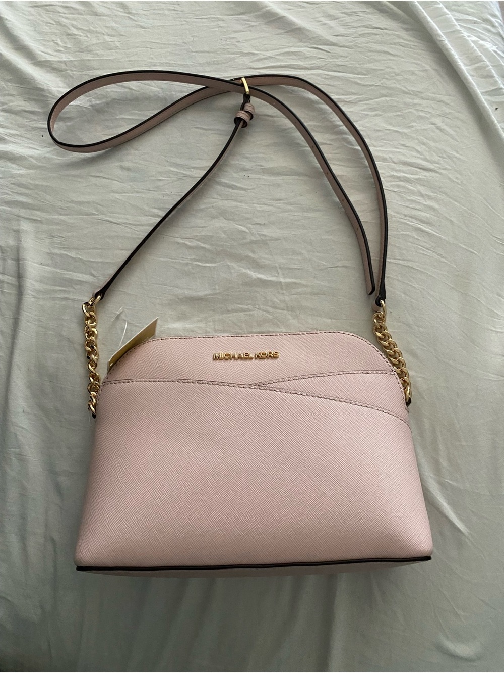 Michael Kors Blush Pink Crossbody with Gold Chain Strap